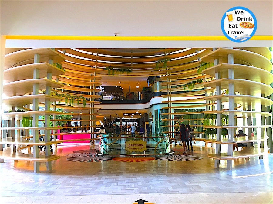 The Cocoon is a structure inside Gayson Village in Bangkok where people sit and relax.