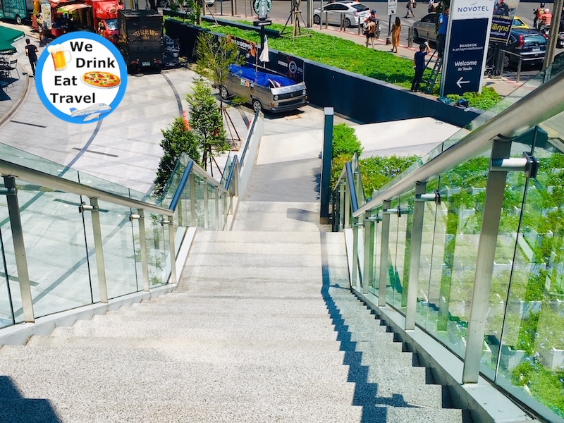 Stairs leading down toe Novotel Bangkok Pratanum Hotel in the Platinum Fashion Mall precinct.