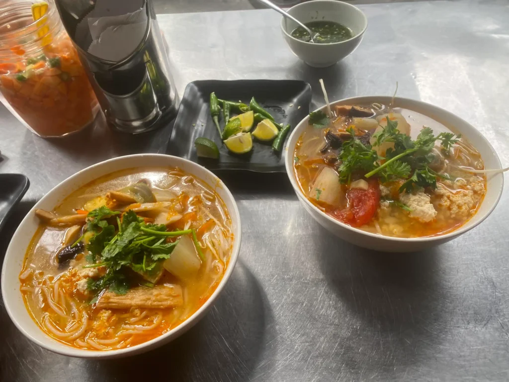 Delicious traditional foods starting from only 15,000 VND at a local family run restaurant in back streets of Danang city, called Quan Chay Ha.